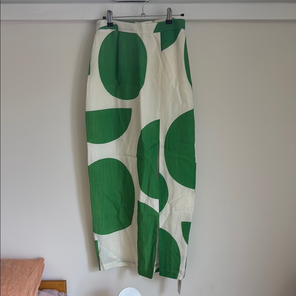 Mara Hoffman Green and White Polka Dot Skirt